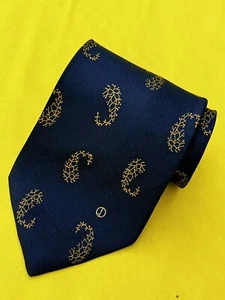 Auténtica corbata DUNHILL diseño de buques de cachemira en azul marino 100 % seda - Imagen 1 de 11