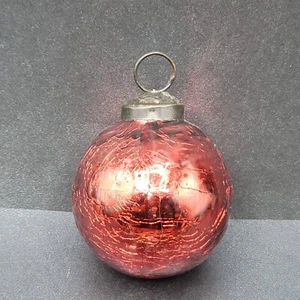 "Bola de vidrio soplado rojo estilo Kugel vintage adorno de Navidad bronce superior 2" - Imagen 1 de 5