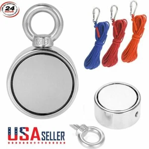 500LBS Fishing Magnet Kit Strong Neodymium Rare Earth Pull Force Rope Carabiner - Bild 1 von 19