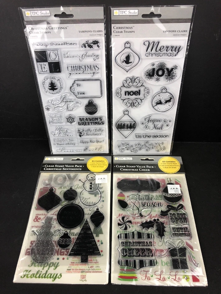 Lote de estampillas de goma de NAVIDAD saludos navideños dichos palabras adornos TPC estudio Foto 1 de 4