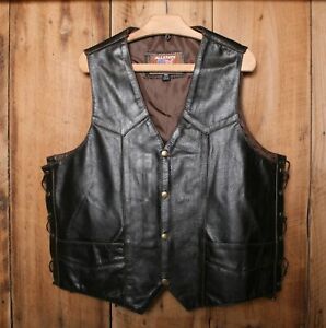 ALLSTATE Brown Leather Western Motorcycle Vest w/Laced Sides Men's Sz. 48