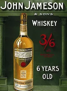 Letrero de acero grande de whisky John Jameson 400 mm x 300 mm (og) - Imagen 1 de 1