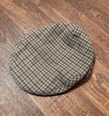 Retro Flat Cap | Mens Vintage Brown Check Wool Flat Cap, Vintage Flat Cap - Image 1 of 4