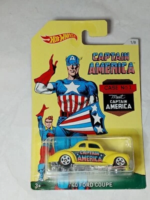 HOT WHEELS 2015 '40 Ford Coupe CAPTAIN AMERICA Series 1/8 New - Image 1 of 4