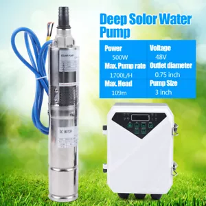 3" Solar Submersible Bore Hole Deep Well Water Pump MPPT controller KIT 500W US - Picture 1 of 20