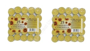 50 X PRICES CITRONELLA TEALIGHT FRAGRANCED CANDLES FOR GARDENS PATIO WASP - Picture 1 of 1