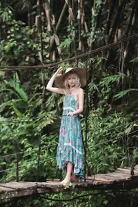 Spell & the Gypsy "Babushka" strappy gown in turquoise size L - Foto 1 di 12