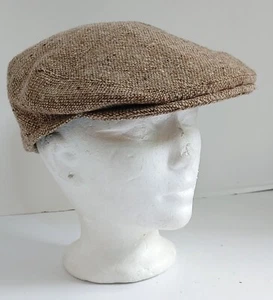 Vintage The Scotch House Wool Newsboy Cabbie Hat Cap Tan Tweed - Picture 1 of 11