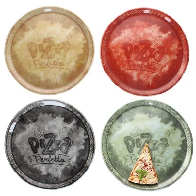 4tlg Set Perfetto Pizzateller Ø 31,5 cm Porzellan Gelb Grün Rot Schwarz Platte  - Bild 1 von 4