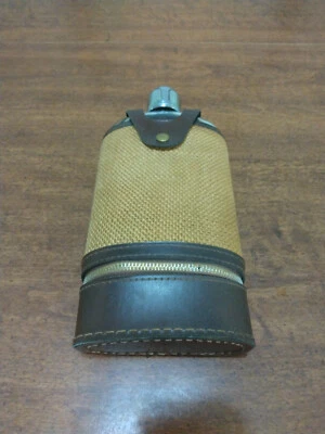 Vintage SWANK Ranchero Glass Flask Carrying Case Vintage Shot Cups Leather Weave - Image 1 of 4