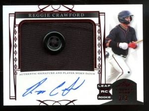 Tarjeta autógrafa parche botón béisbol Leaf Trinity 2022 - Reggie Crawford #3/3 - Imagen 1 de 1