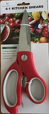 Household Trends 4-1 Kitchen Shears Scissors Multi-Functional Red - Image 1 of 4