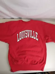 VTG Champion Reverse Weave Louisville Cardinals Crewneck Sweatshirt Sz Large Red - Picture 1 of 8