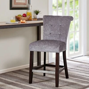 Counter Stools Kitchen Chair, Solid Wood Tufted Height Bar Stool Dinner Room - Picture 1 of 9
