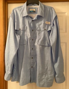 Magellan Outdoors Mens Vented Relaxed Fit Long Sleeve Blue Shirt Size L - Picture 1 of 5