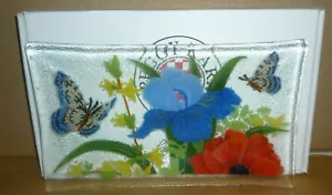 Peggy Karr Glas 10" FORSYTHIA BOUQUET Tablett signiert - Bild 1 von 5