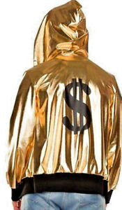 ★ Bomber Dollar Jacke King Rapper Hiphop Disco,Unisex 70-80er Gold Kostüm 48-58