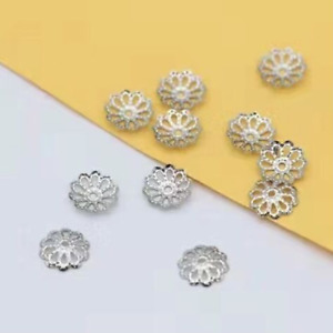 100Pcs Petal Spacer Loose Charm Metal Beads DIY Jewelry Finding Silver 7mm