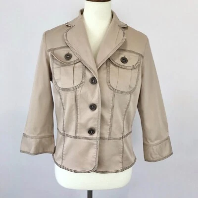 Блейзер женский Maggy London светло-коричневый желтовато-коричневый на пуговицах размер 10 - Изображение 1 из 4