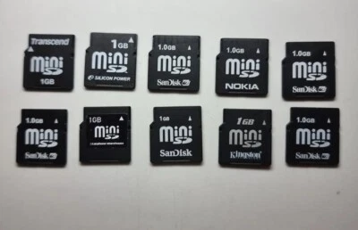 Job Lot 10 x MiniSD Memory Card for Nokia Mini SD 1gb rare  - Image 1 of 3