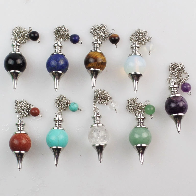 Wholesale Natural Mixed Gemstone Sphere Pendulum Pendant Crystal Healing New GQ - Image 1 of 4