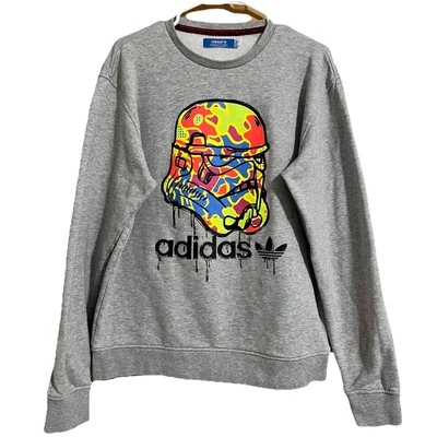 ADIDAS 星球大战 STORMTROOPER 着色 DRIP 灰色 PULLOVER 运动衫 尺寸 M — 第 1/4 张图片