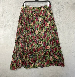 Vintage Cottagecore Cotton Midi Skirt Plus Size 2X–3X Crinkle Floral Boho Party - Picture 1 of 5