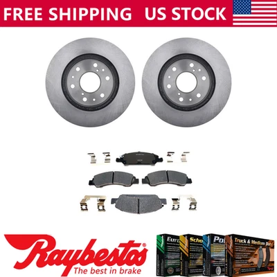 Rotores de freno delanteros + pastillas de freno de cerámica y herrajes para GMC Sierra 1500 2005-2006 Foto 1 de 4