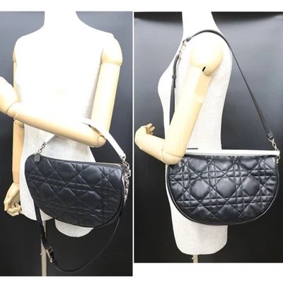 Bolso de Hombro Christian Dior Vibe Hobo Mediano Cuero Negro Blanco Dorado Herrajes 9 Foto 1 de 4