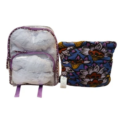 Vera Bradley Clear Backpack and Fleece Travel Blanket combo Scaevola Fan - Image 1 of 4