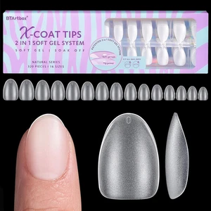 Extra Short Almond Nail Tips - Btartbox XCOATTIPS Gel Nail Tips Natural with Tip - Picture 1 of 12