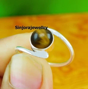 Ojo de tigre piedra preciosa 925 plata esterlina hecho a mano anillo de... - Imagen 1 de 4