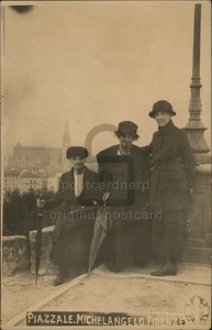 Italy RPPC Florence,Tuscany Piazzale Michelangelo Group Photo Vintage Postcard - Picture 1 of 5