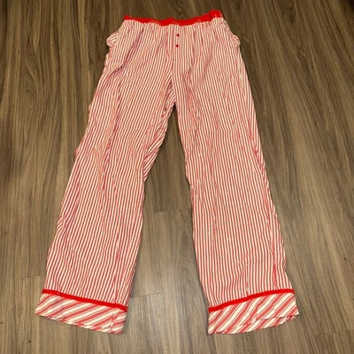 Pantalones de pijama ROSA Victoria's Secret medianos rojos blancos a rayas salón para dormir Foto 1 de 4