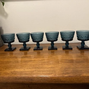 Park Lane Blue By Colony Dessert Glasses Wine/Sherbert Set Of 6 Blue - Picture 1 of 15