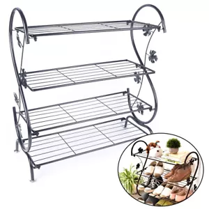 4 Tier Metal Plant Stand Garden Decor Planter Holder Flower Pot Shoe Shelf Rack - Picture 1 of 12