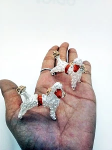 Poodle Dog Hand Blown Glass Gold Trim Figurine Miniature Animal Crystal Art Cute - Picture 1 of 7