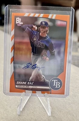 SHANE BAZ 2023 Topps Big League #123 Orange Parallel Auto Tampa Bay Rays - Image 1 of 2