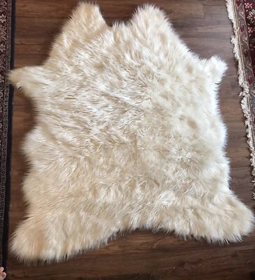 Set Of 2 LUXE Ivory Faux Fur 5’x 6’ Flokati Rugs - Image 1 of 4