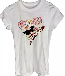 VINTAGE FAMOUS STARS AND STRAPS Womens White Shirt Size M Vanity NEW NWT Y2K - Picture 1 of 4