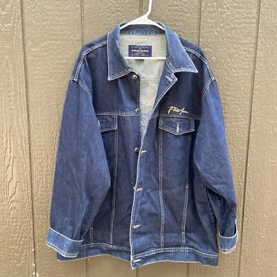 Chaqueta de mezclilla vintage Y2K años 90 Phat Farm azul abotonada talla 3xl, logotipo cosido  Foto 1 de 4