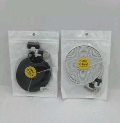 Set of 2 ~ USB Sync Data Charging Charger Cable Cord for Apple iPhone 4 4S (ip4) - Image 1 of 4