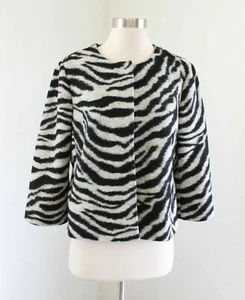 Ann Taylor Gray Black Zebra Print Wool Blend Blazer Jacket Size S - Picture 1 of 4