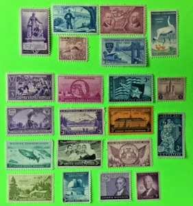 OLD Historical Lot 21 1933-1958 unused 3 cent US stamps & low ship - Picture 1 of 5