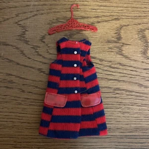 Vintage 1965 Francie Barbie Doll Rad And Blue Striped Vest And Hanger EUC - Picture 1 of 7