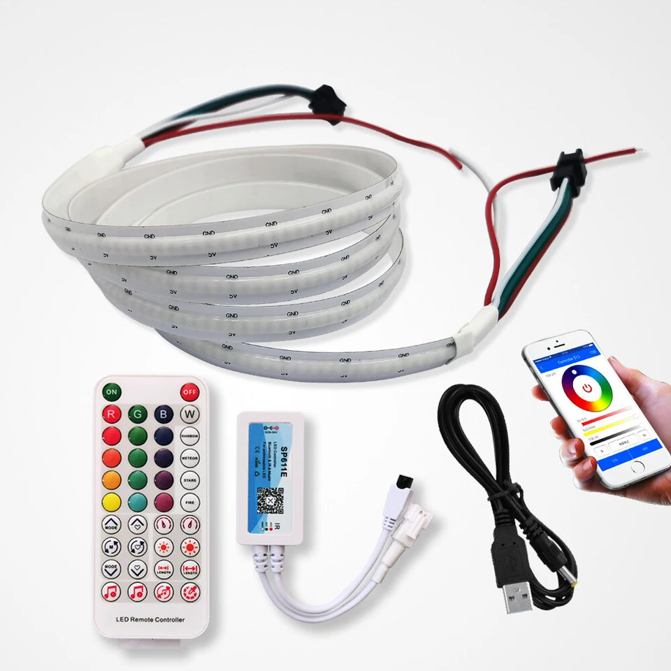 5V COB Full Color Flame Lamp High Density Chip Music Rhythm LED Strip Light Tape - Image 1 of 4