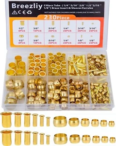 Compression Fittings Assortment kit-6 Sizes(1/8"3/16" 1/4" 5/16" 3/8" 1/2") Bras - Picture 1 of 8
