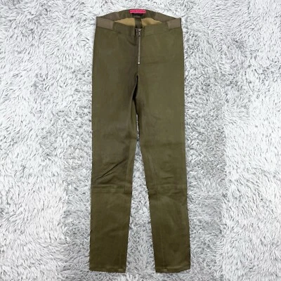 Pantalones Alice Olivia para mujer 24 verde 100 % cuero de cordero cremallera frontal ciudad de Nueva York Foto 1 de 4