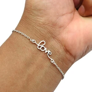 Pulsera de amor de cadena de plata esterlina maciza 925 hecha a mano con joyería india N94 - Imagen 1 de 7