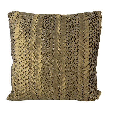Travesseiro plissado pintuck cetim luxo marrom dourado destaque quadrado 15" - Imagem 1 de 4